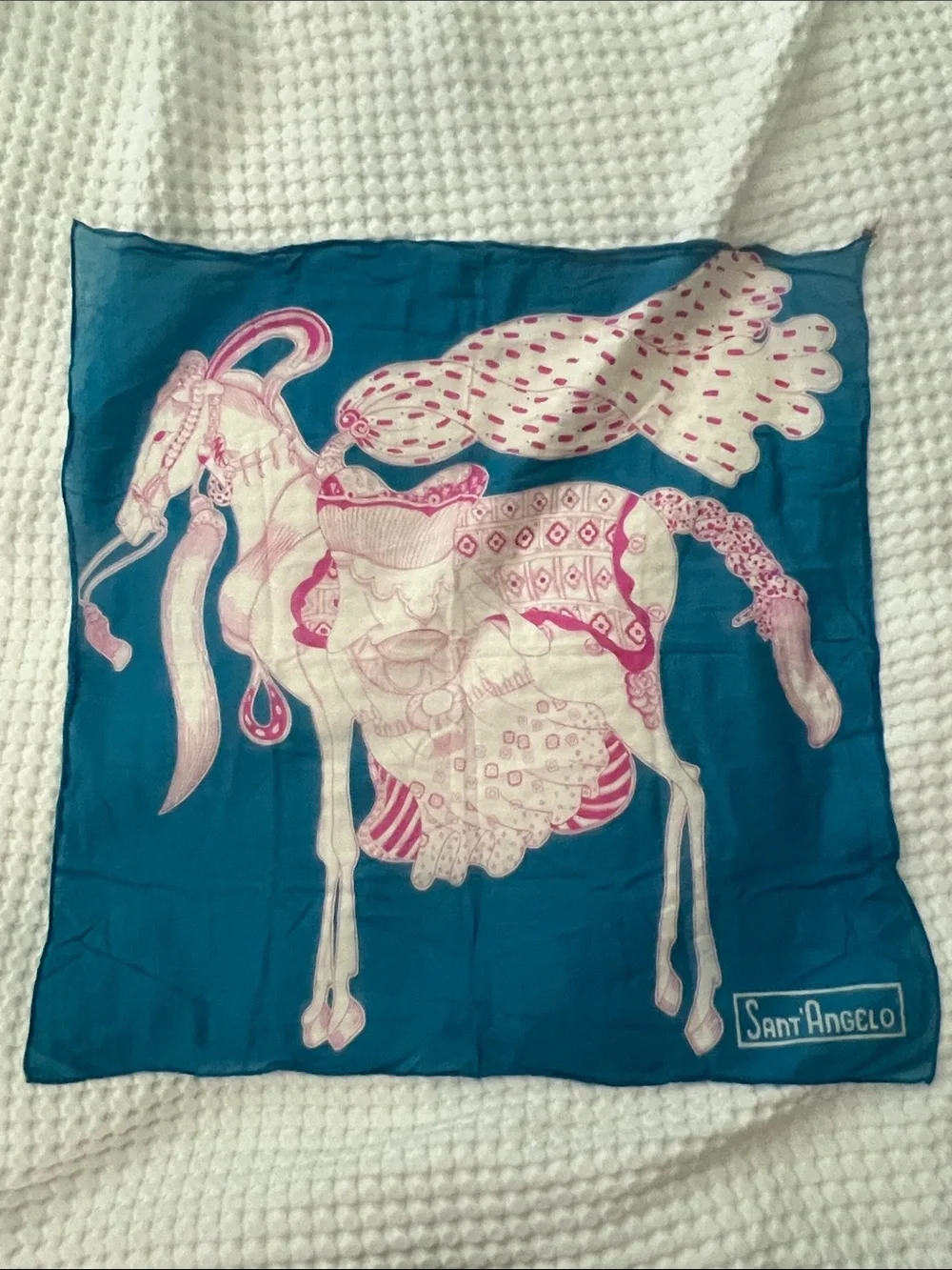 Vintage Sant’Angelo 100% Cotton Equestrian Horse Scarf